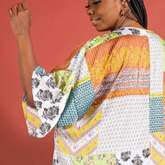 3/4 Sleeve MultiPrint Kimono Cardigan - Picture 5 of 5